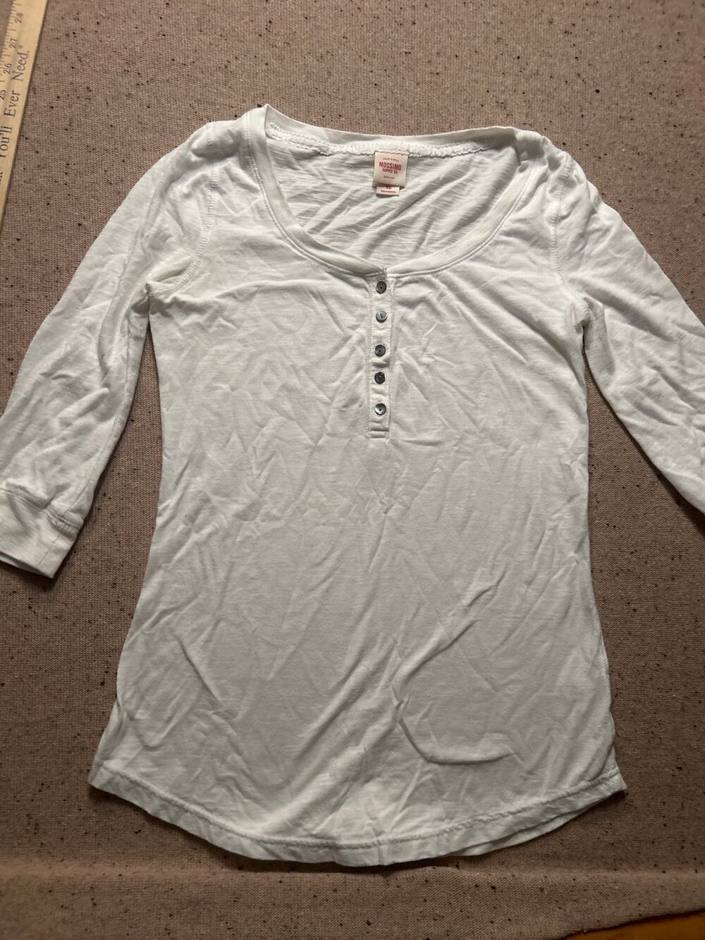 Y2K Era Henley Mossimo White Slub Knit 3/4 Sleeve XS Bella Swan